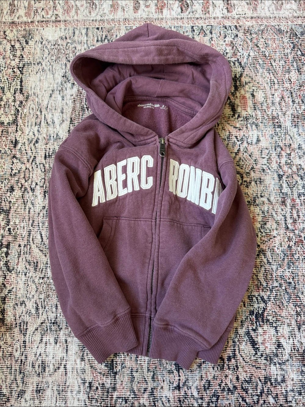abercrombie kids Plum Hooded Zip Sweatshirt with Logo